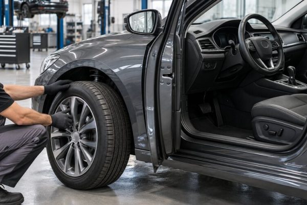 Servis ortamında otomobil direksiyonu ve ön teker kontrolü